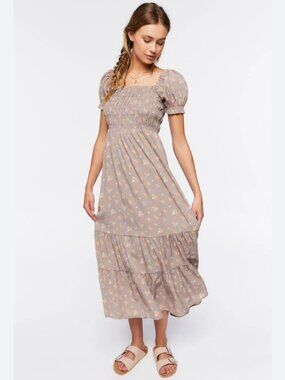 Forever 21+ Cottagecore Floral Smocked Midi Dress | Size 0X